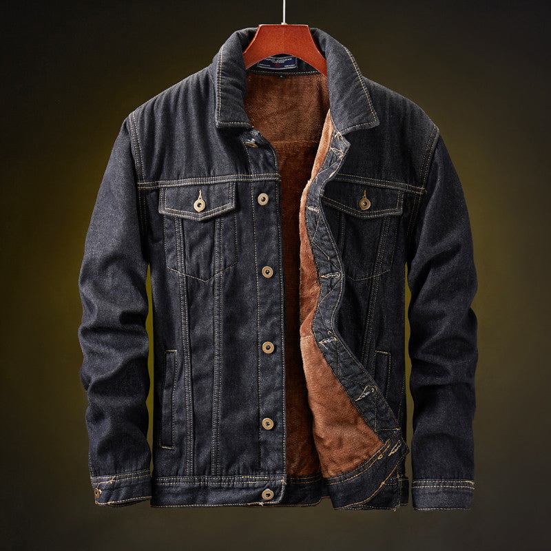 Herre Denim Jakker Cowboy Fleece Denimjakke