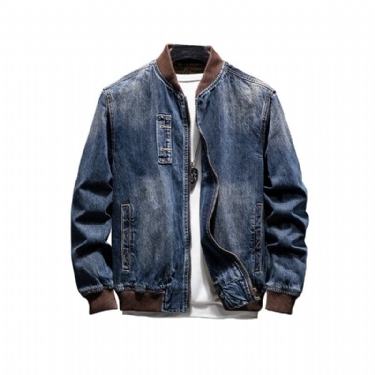 Herre Denim Jakker Efterår Denim Casual Pilot Bomber Jacket