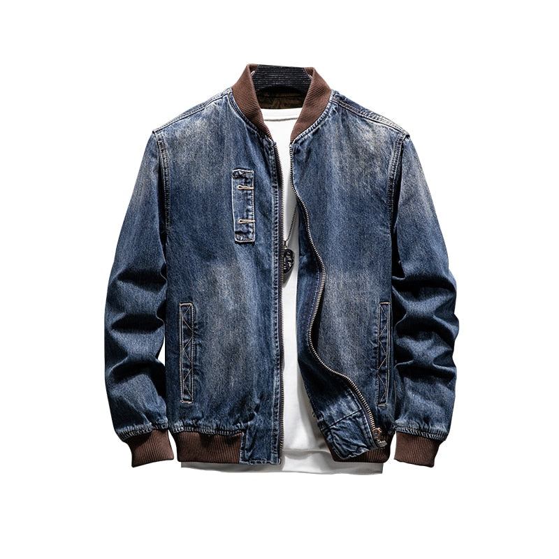 Herre Denim Jakker Efterår Denim Casual Pilot Bomber Jacket