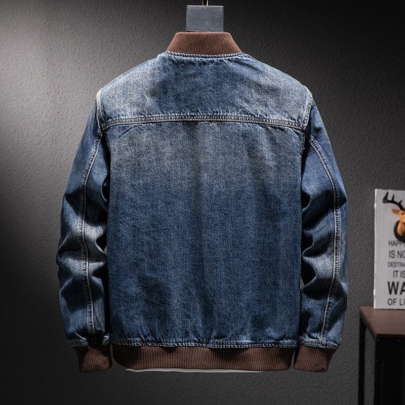 Herre Denim Jakker Efterår Denim Casual Pilot Bomber Jacket