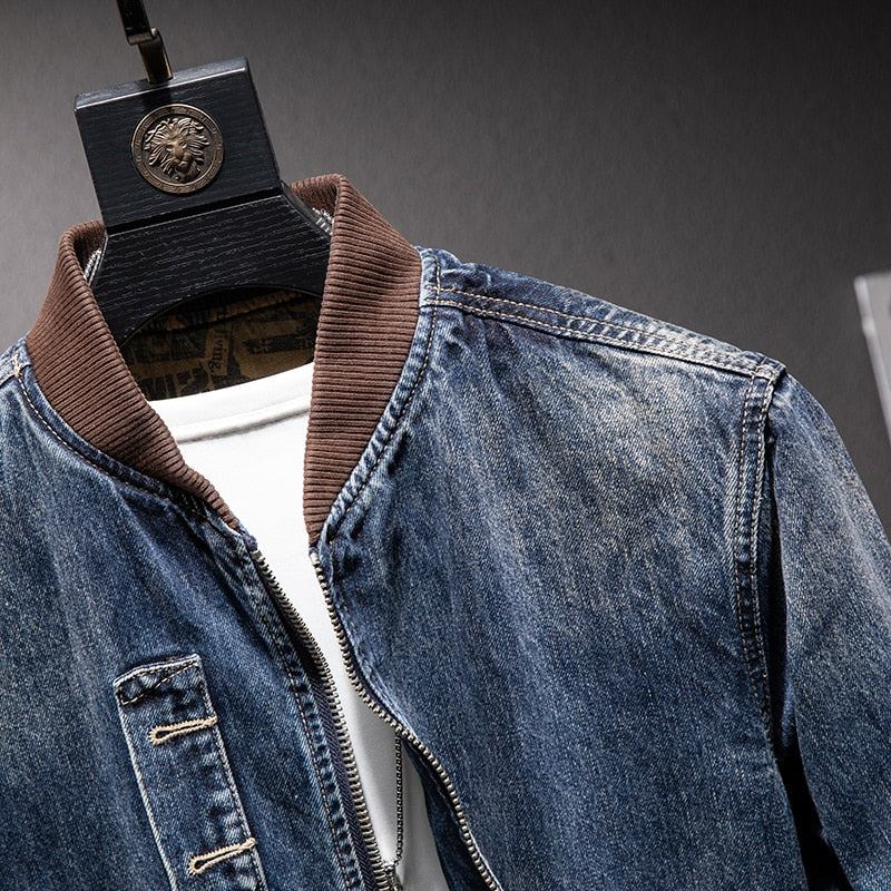 Herre Denim Jakker Efterår Denim Casual Pilot Bomber Jacket