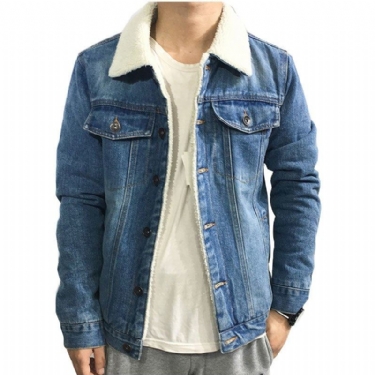 Herre Denim Jakker Fashion Velvet Denimjakke