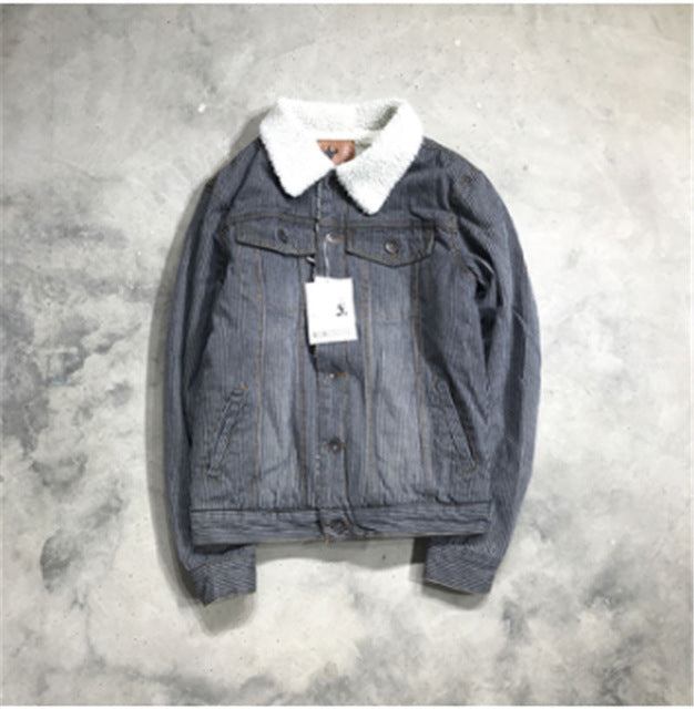 Herre Denim Jakker Fashion Velvet Denimjakke