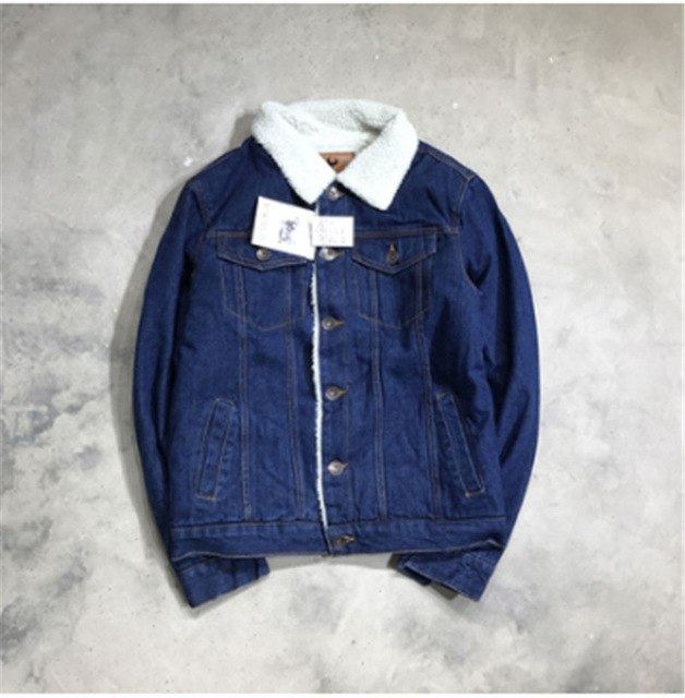 Herre Denim Jakker Fashion Velvet Denimjakke