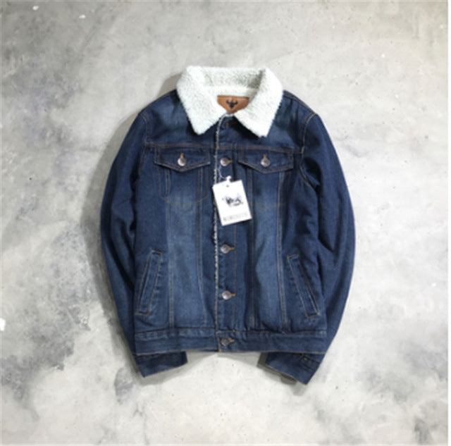 Herre Denim Jakker Fashion Velvet Denimjakke