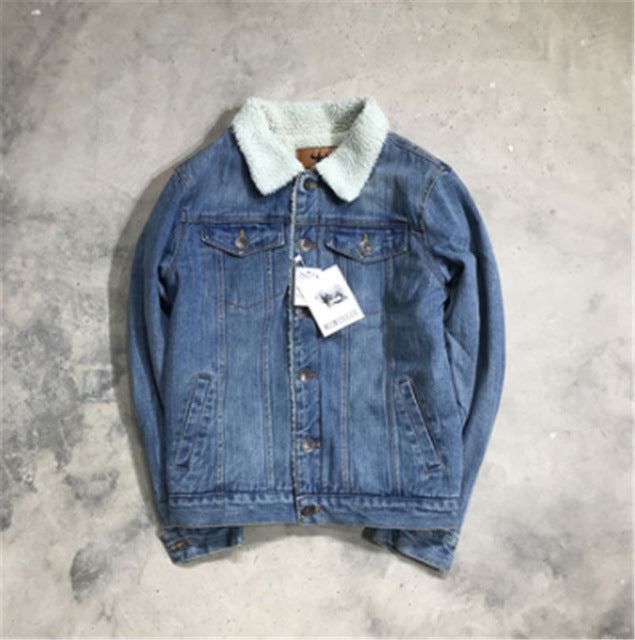 Herre Denim Jakker Fashion Velvet Denimjakke