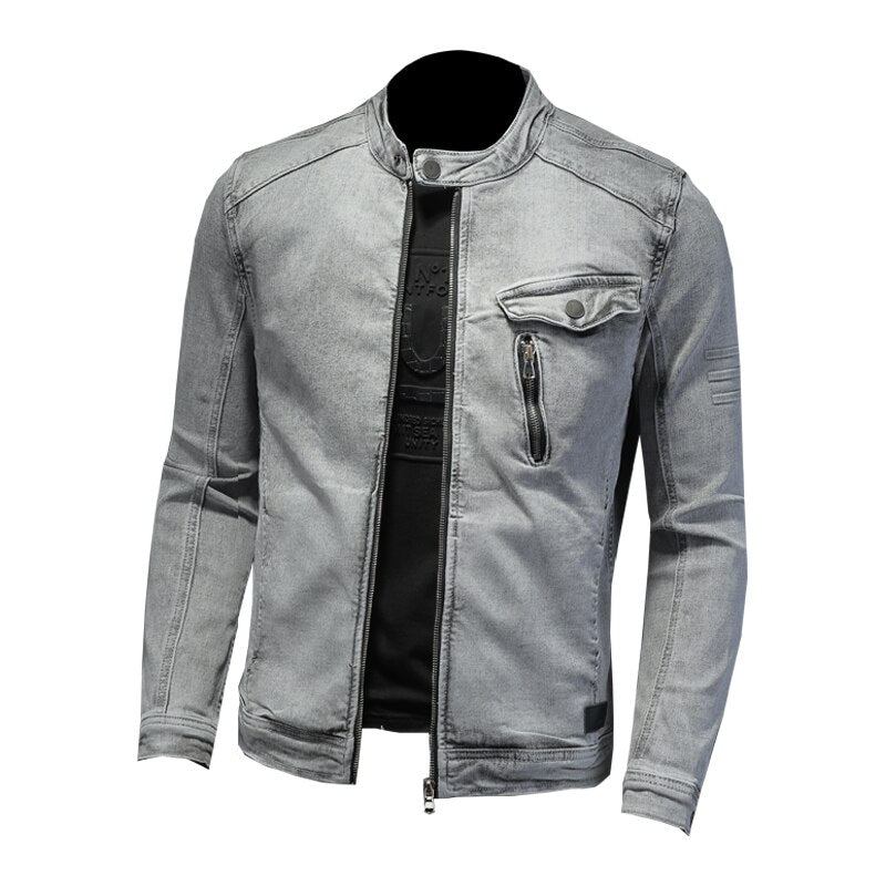 Herre Denim Jakker Moto Biker Streetwear Denimjakke