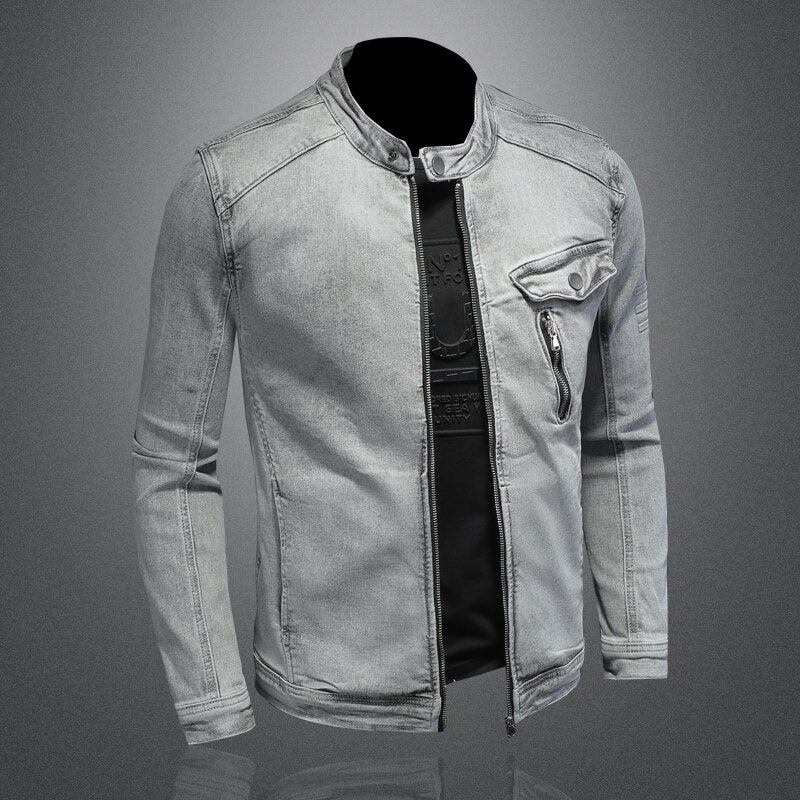 Herre Denim Jakker Moto Biker Streetwear Denimjakke