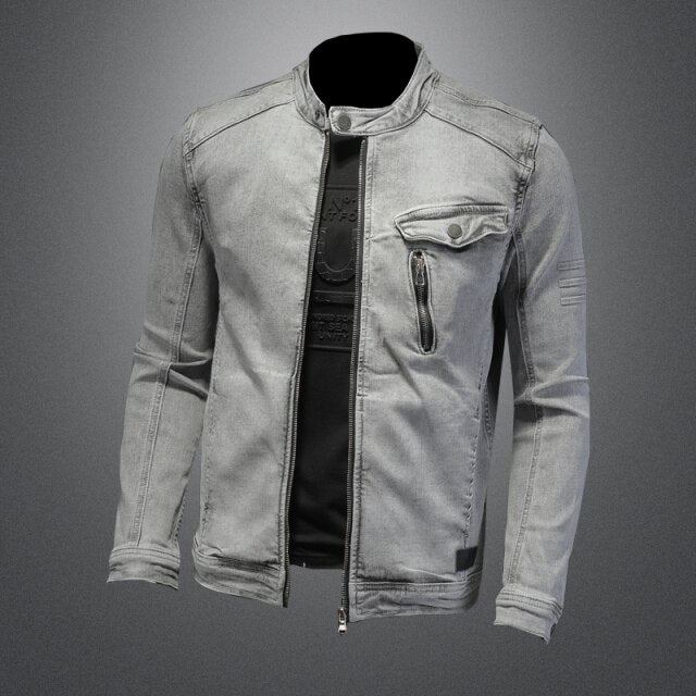 Herre Denim Jakker Moto Biker Streetwear Denimjakke