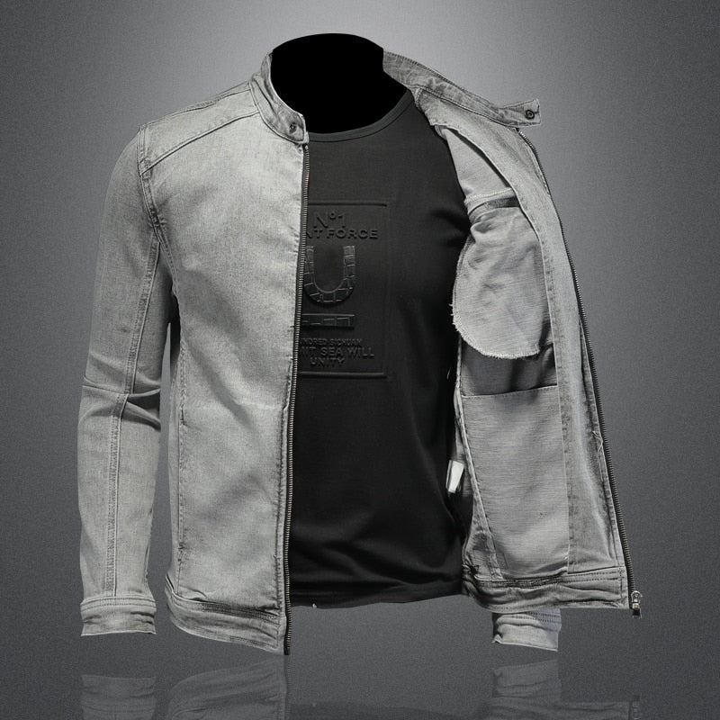 Herre Denim Jakker Moto Biker Streetwear Denimjakke