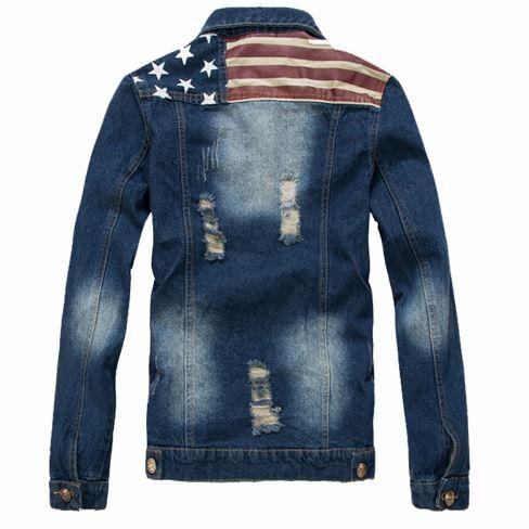 Herre Denim Jakker National Flag Denimjakke