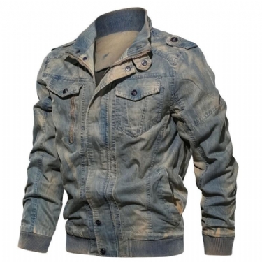 Herre Denim Jakker Streetwear Style Denimjakke