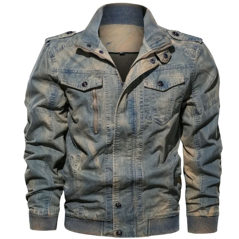 Herre Denim Jakker Streetwear Style Denimjakke