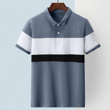 Herre Polo Skjorter Patchwork O-hals Sommerpolo