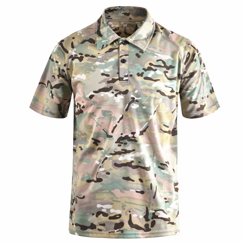 Herre Polo Skjorter Typhon Multicam Fast Dry Tactical Camouflage Poloshirt