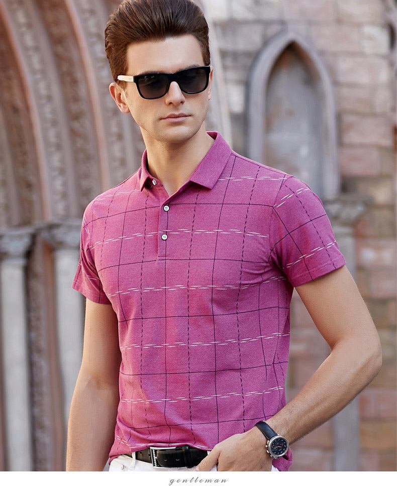 Polo Skjorter Herre Sommermode Plaid Poloshirt Med Revers