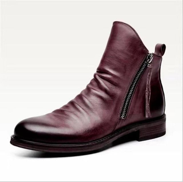 Herre Støvler High-top Tassel Zip Pu Læderstøvler