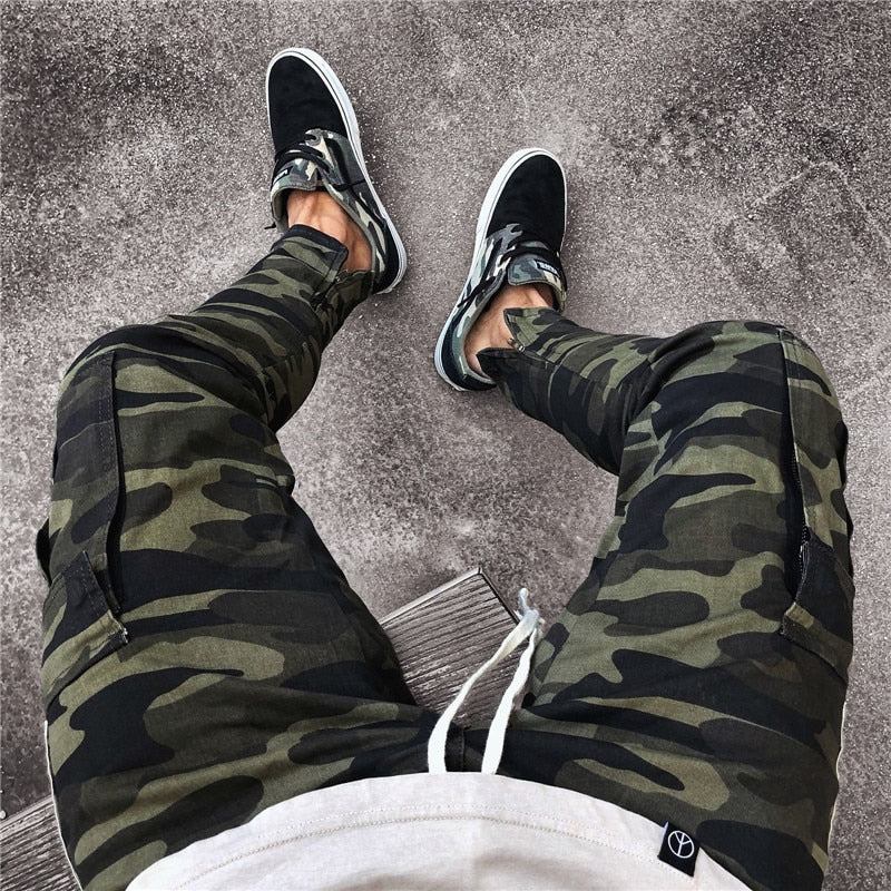 Bukser Herre Side Stripe Camo Streetwear Joggers