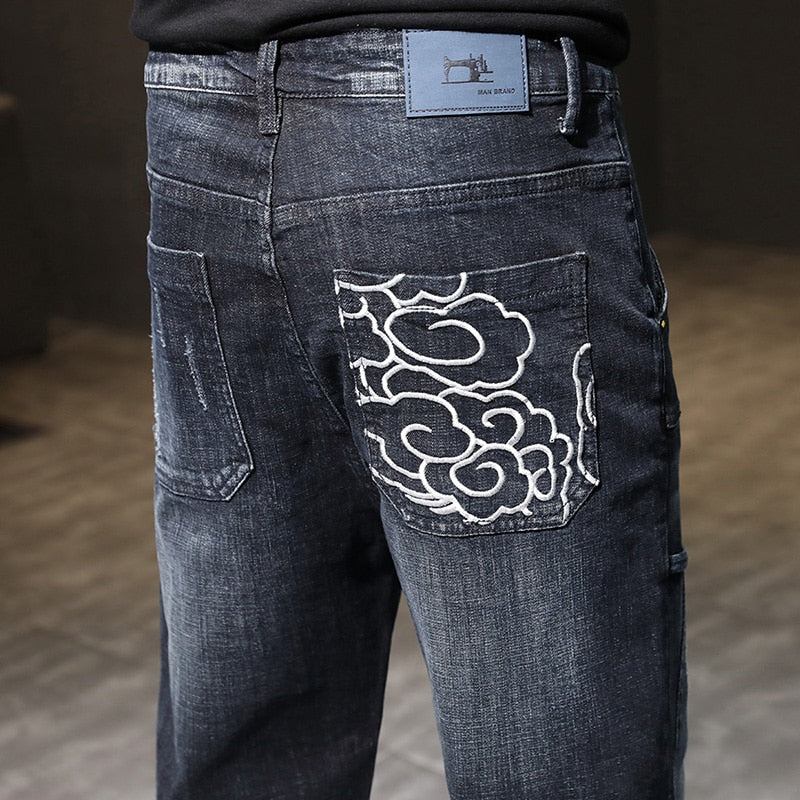 Broderede Baggy Fashion Jeans