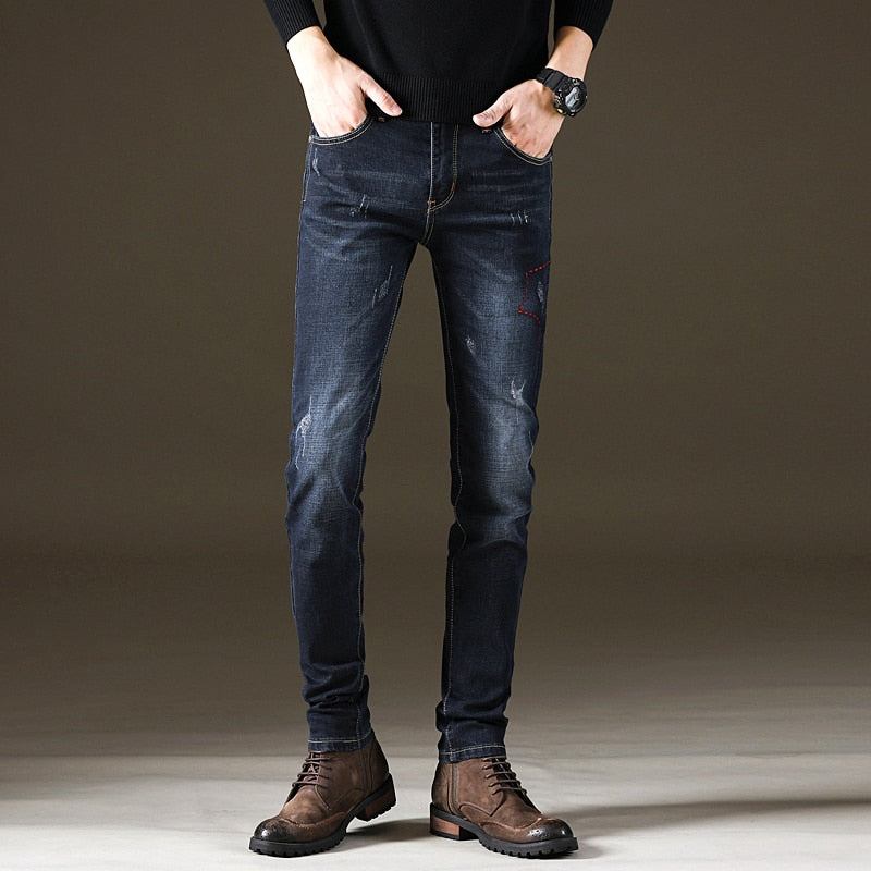 Desinger Black Blue Stretch Jeans