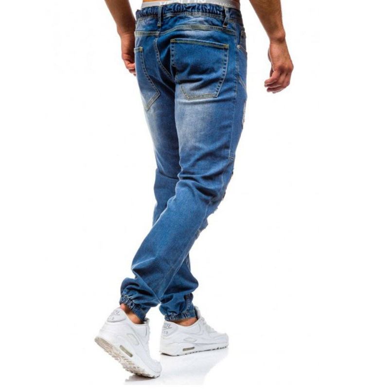 Herre Jeans Hip Hop Vasket Mænd Skinny Hole Jean