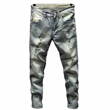 Herre Jeans Rippede Distressed Streetwear-jeans