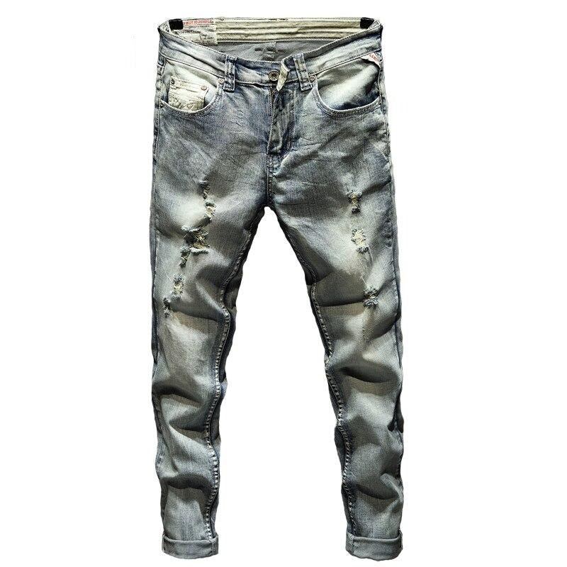 Herre Jeans Rippede Distressed Streetwear-jeans