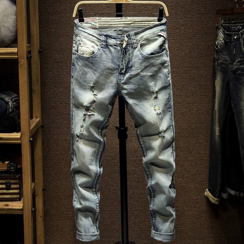 Herre Jeans Rippede Distressed Streetwear-jeans