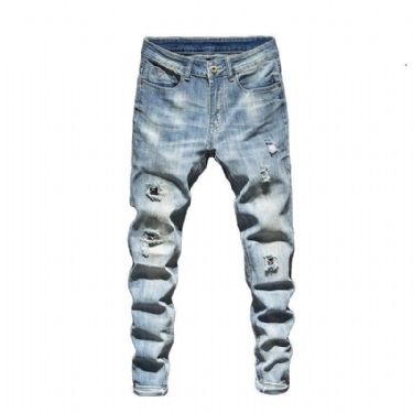 Herre Jeans Rippede Retro Streetwear-jeans