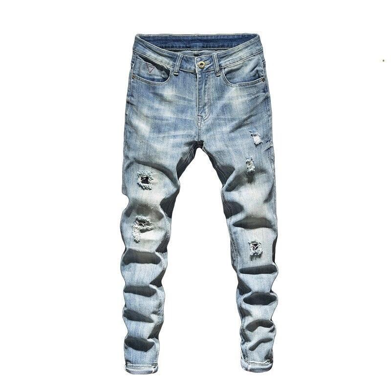 Herre Jeans Rippede Retro Streetwear-jeans