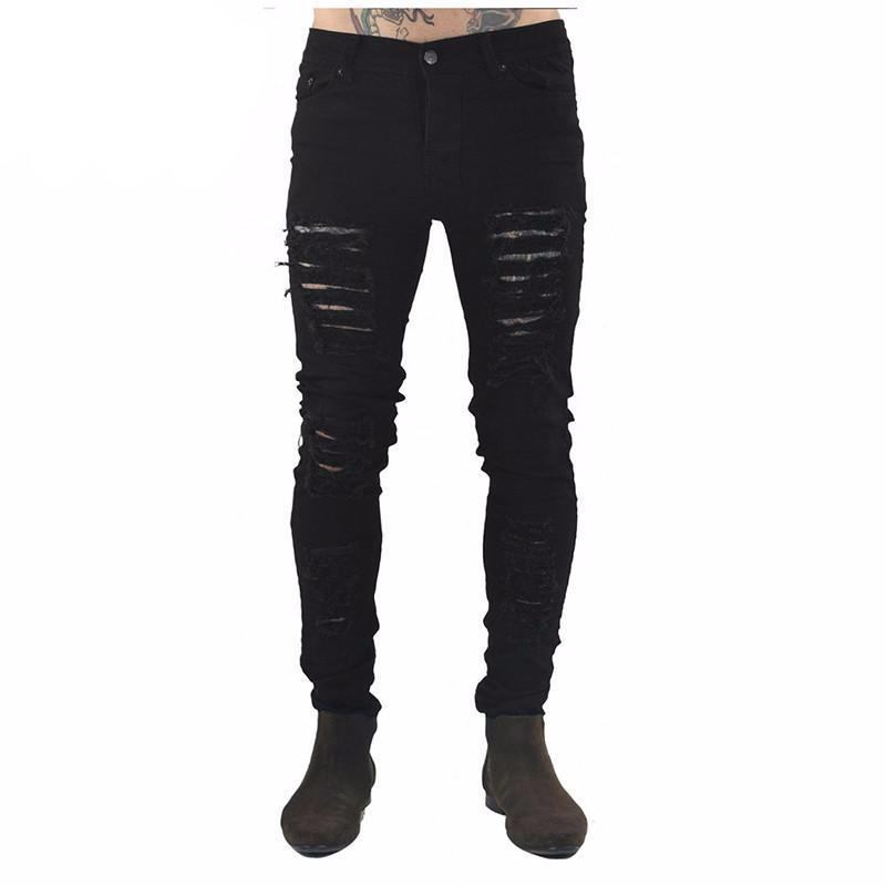 Hip Hop Swag Distressed Slim Jeans Herre 3 Farver