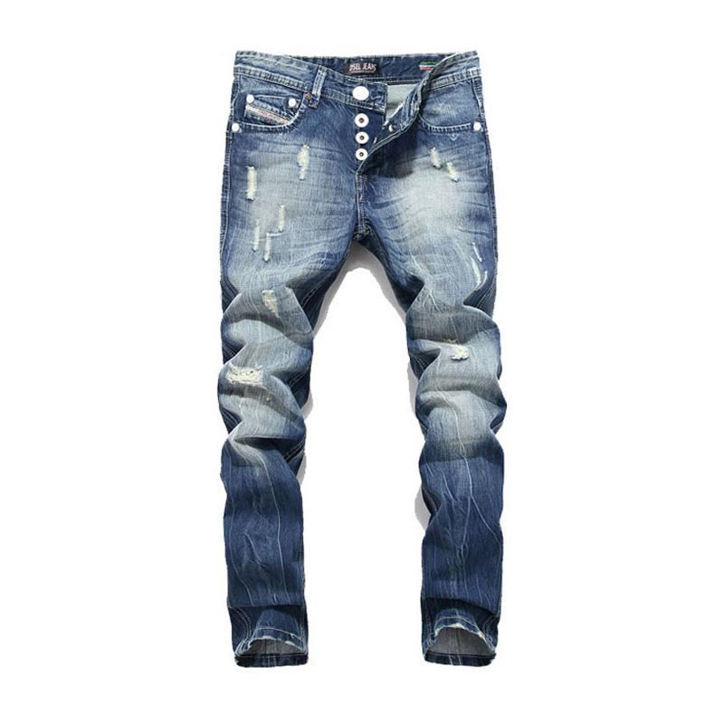 Italienske Straight Fit Rippede Jeans