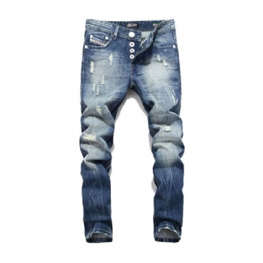 Italienske Straight Fit Rippede Jeans