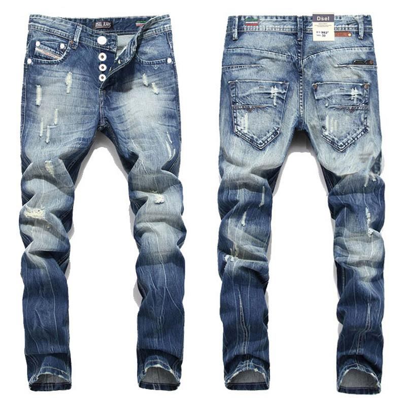 Italienske Straight Fit Rippede Jeans