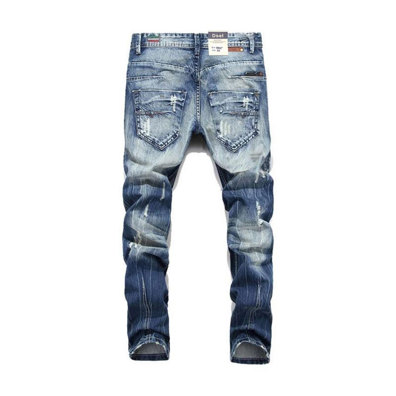 Italienske Straight Fit Rippede Jeans