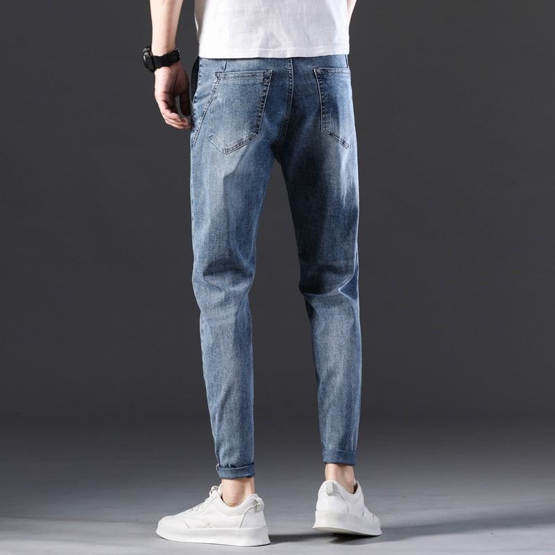 Jeans Herre Afslappede Tilspidsede Stretch-jeans