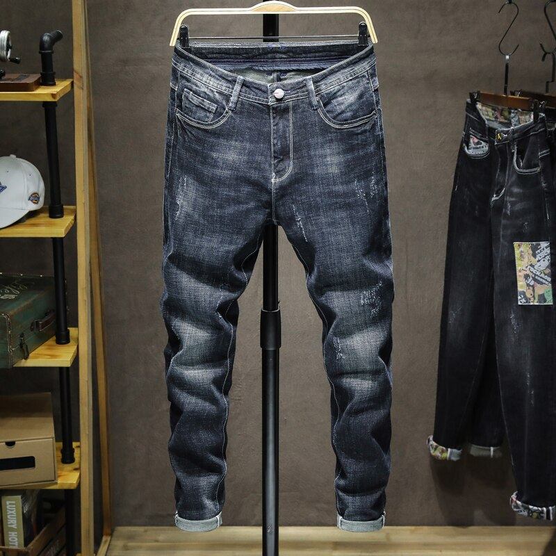 Jeans Herre Designer Slim Fit Elastiske Efterårsjeans