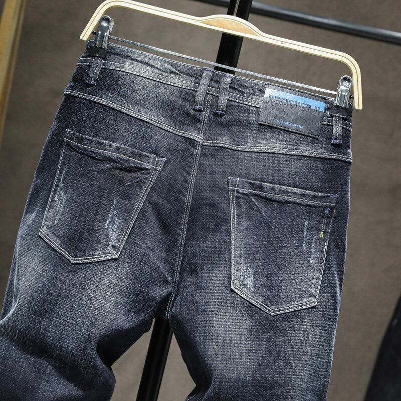 Jeans Herre Designer Slim Fit Elastiske Efterårsjeans