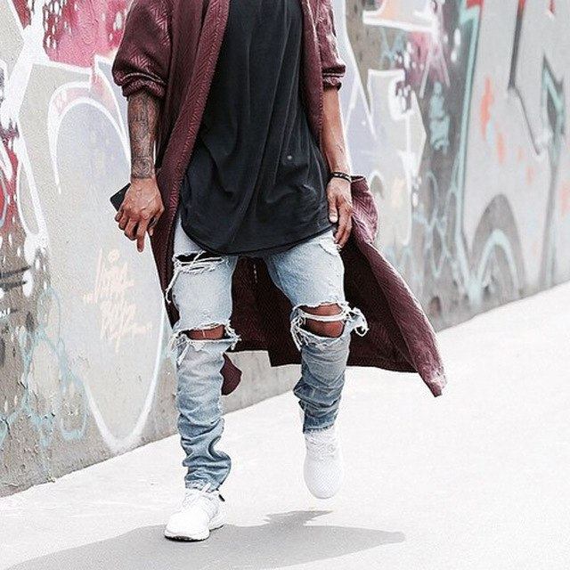 Jeans Herre Distressed Denim Streetwear-jeans