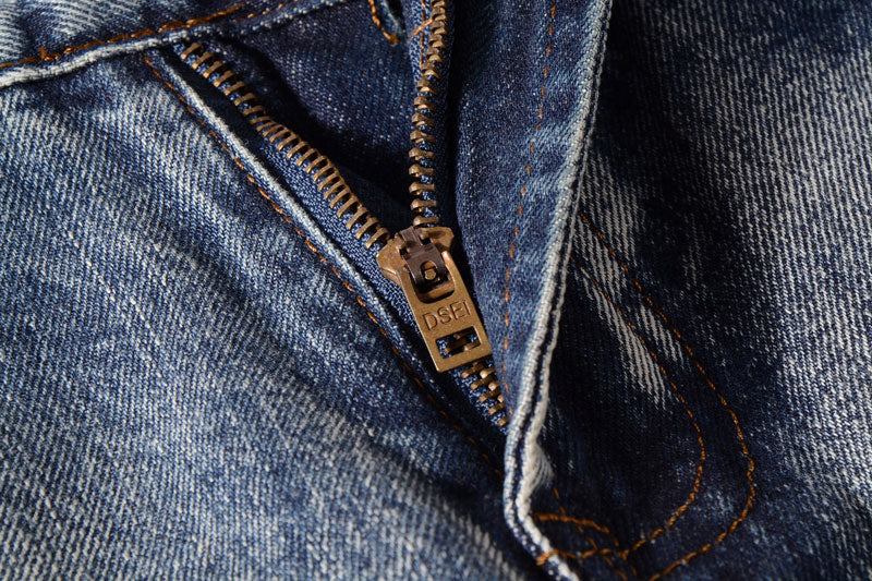 Jeans Herre Lige Pasform Italienske Designerjeans