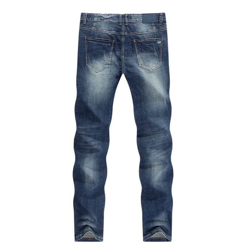 Klassiske Business Jeans Herre Med Direkte Stretch