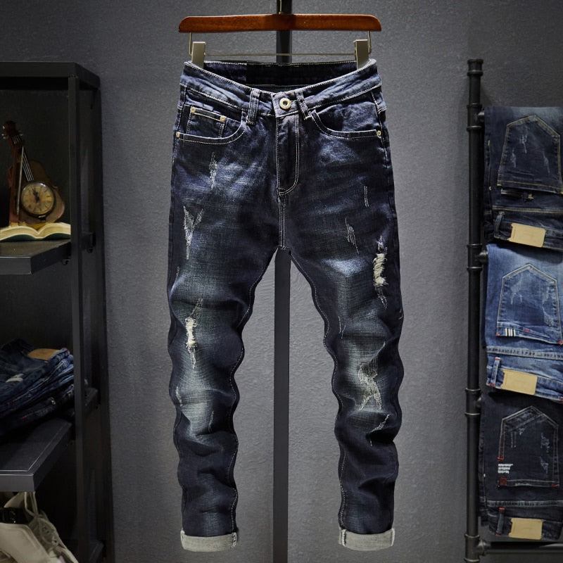 Mørkeblå Stretch Slim Fit Denim Jeans