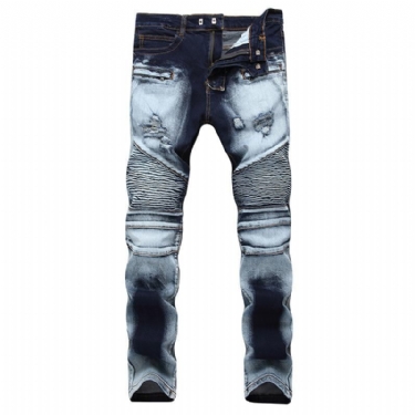 Plisserede Jeans Herre I Stretch-denim