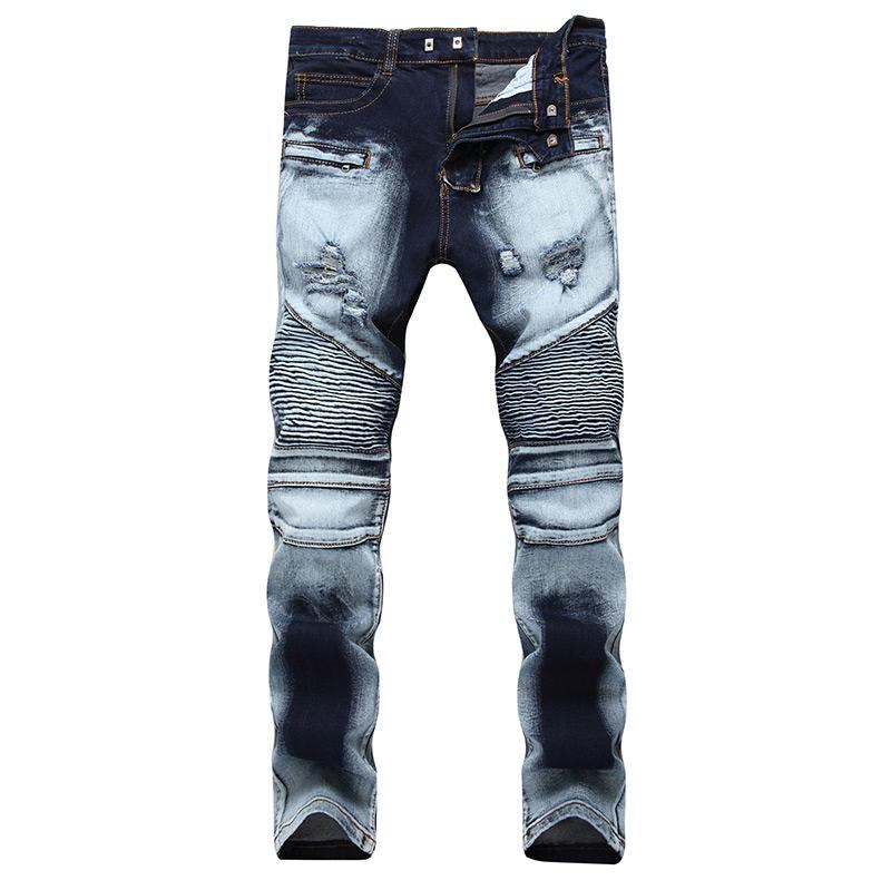 Plisserede Jeans Herre I Stretch-denim