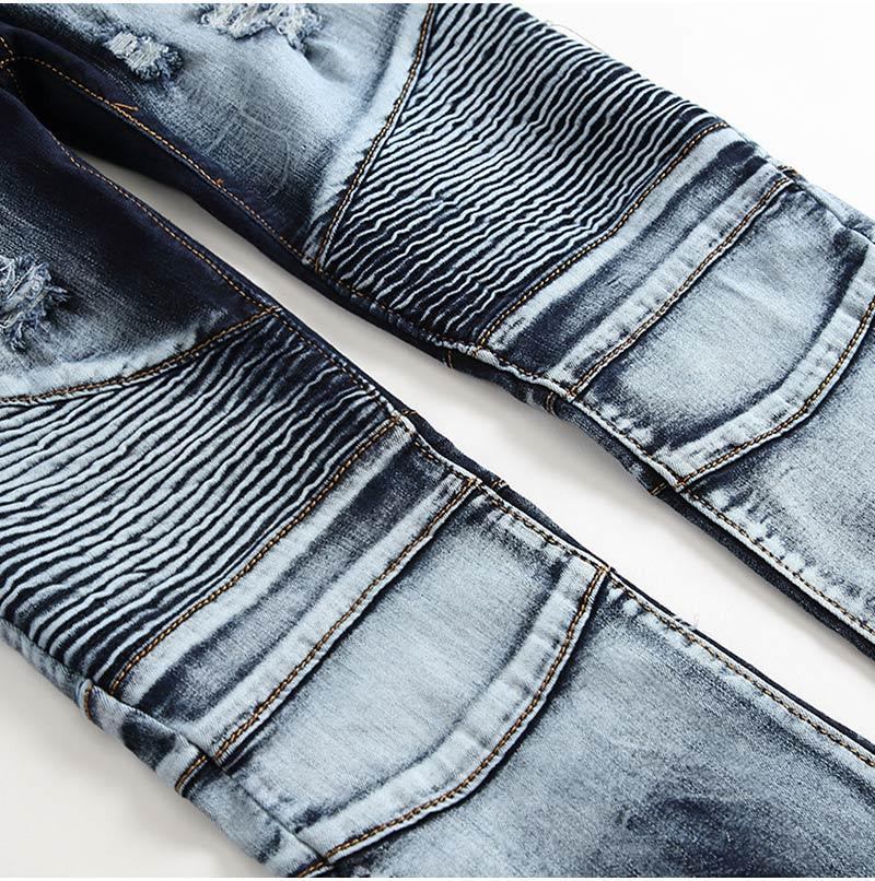 Plisserede Jeans Herre I Stretch-denim