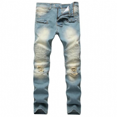 Plisserede Jeans Herre I Stretch-denim