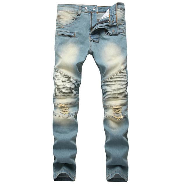 Plisserede Jeans Herre I Stretch-denim