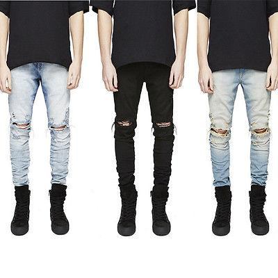 Rippede Skinny Biker Destroyed Jeans