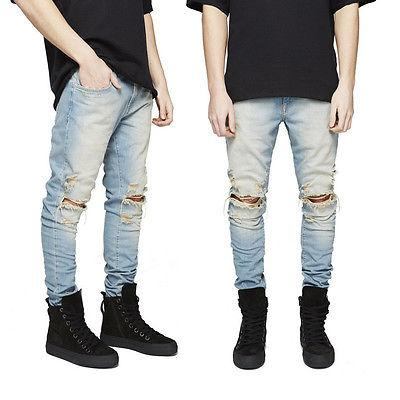 Rippede Skinny Biker Destroyed Jeans