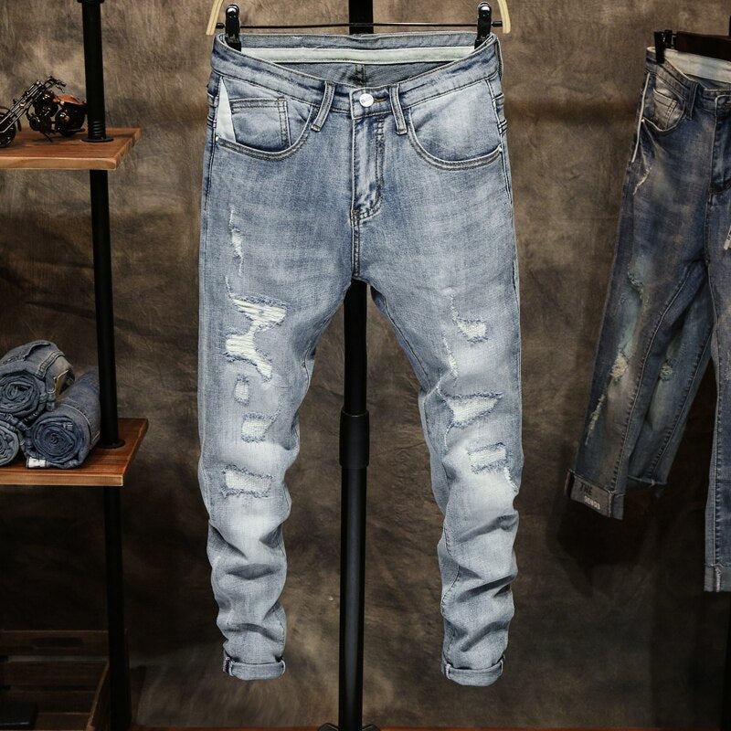 Rippede Skinny Lys Farve Jeans